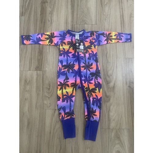 BONDS BABY WONDERSUIT ZIPPY - TROPICAL SUNSET PALM - SIZE 1 BNWT