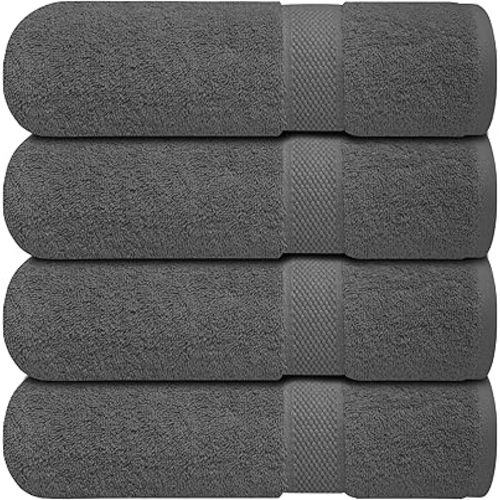 Infinitee Xclusives 100% Ring-Spun Cotton Bath Towels for Bathroom - Pack 4