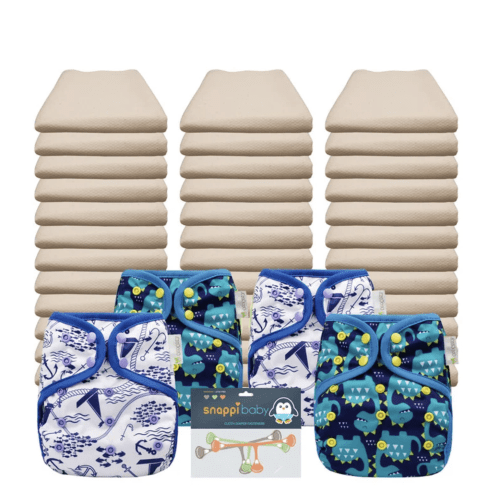 Bleached Flat Diaper Economy Package – 36 Flats + Covers + Snappis | ClothDiaper.com – ClothDiaper.Com