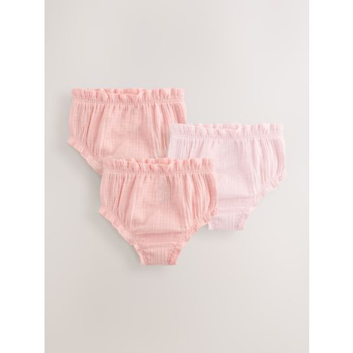 Pink Woven Baby Knickers 3 Pack (0mths-2yrs)