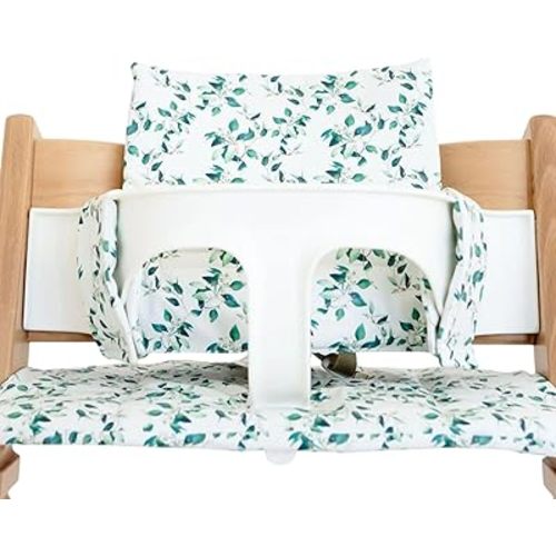 Cushion for Stokke Tripp Trapp High Chairs, Soft Padded Seat & Backrest, Baby Set Compatible, Wipeable, Machine Washable, Easy to Clean, Stylish Print (Botanical)