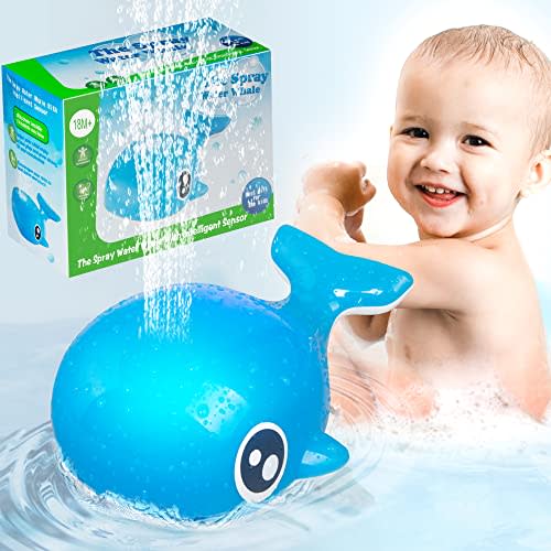 Baby Bath Toys, Dual Waterproof Toddler Bath Toys, Automatic High Sprinkler Bathtub Toys, Induction Light Up Bath Toys, Durable Whale Bath Toy Baby Water Toys, Shower Toys for Infant Kids