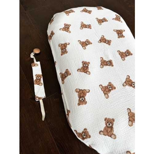 Teddy bear Muslin snuggle me organic cover - Custom Baby Gift, Expecting Mom Gift, New Baby Gift, Baby Shower Gift, Baby Accessories