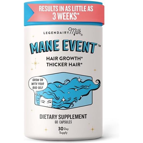 Legendairy Milk Hair Growth Vitamins for Women - Biotin for Hair Growth with Collagen & Lustriva, Hair Loss Products & Supplements for Thinning, Thicker, Fuller, Stronger Skin & Nails, Mane Event™