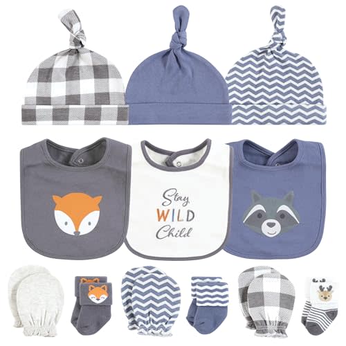 Hudson Baby Unisex Baby Caps or Headbands, Bibs, Mittens and Socks 12pc Set