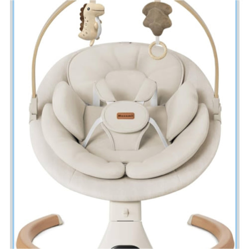 Baby Swings for Infants, Monamii Baby Swing, Infant Swing with 5 Speeds, 10 Lullabies, Electric Swing for Baby, Indoor & Outdoor Use (Beige)