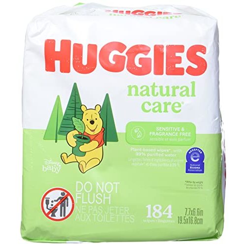 Huggies Natural Care Fragrance Free Baby Wipes, 552 Total Wipes 184 Count (Pack of 3), Packaging May Vary
