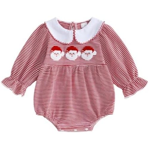 Newborn Baby Girl Christmas Romper Long Sleeve Jumpsuit