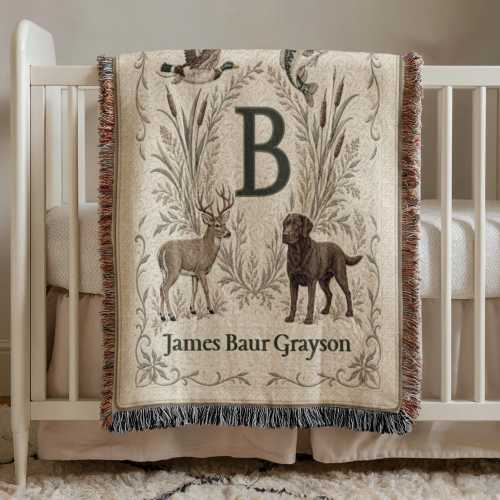 Personalized Hunting Baby Blanket, Deer Nursery Decor, Mallard Duck Heirloom Throw, Gift for Hunter