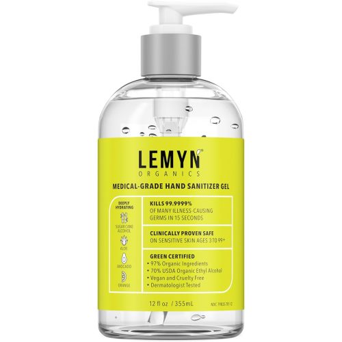 Medical Grade Hand Sanitizer Gel - 97% ORGANIC - 12 FL.OZ. (PACK OF 2)