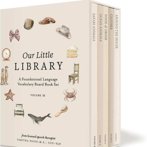 Our Little Library Vol. 2: First 100 Words Board Book Box Set, including Ocean Animals, Safari Animals, Food and Drink, Clothes, and Around the House (Tabitha Paige Children's Book Series)
