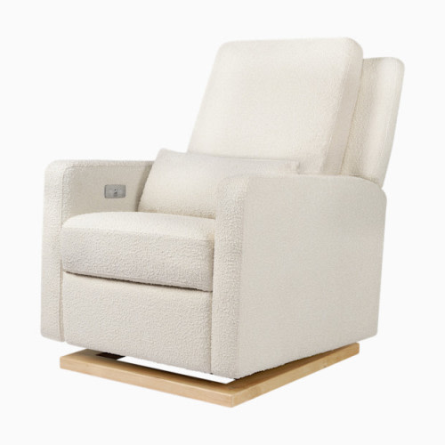 babyletto Sigi Electronic Recliner and Glider - Ivory Boucle With Light Wood Base