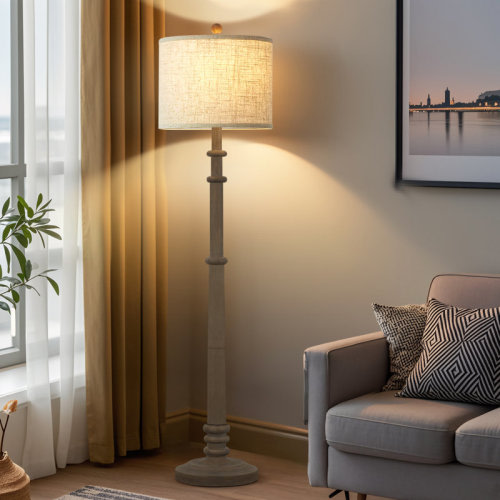 Ophelia & Co. 60" Vintage Farmhouse Floor Lamp 3-Way Dimmable Standing Lamps With Linen Shade Rustic Retro Tall Light For Home Decor,Bedroom,Reading,Office & Reviews | Wayfair