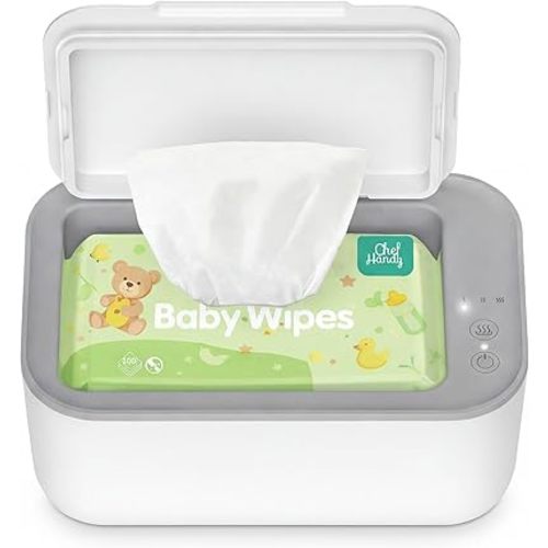 Chefhandy Baby Wipe Warmer, 3-Level Temperature Control, Silent & Even Heating, Large Capacity Wipes Dispenser for Babies & Adults, White