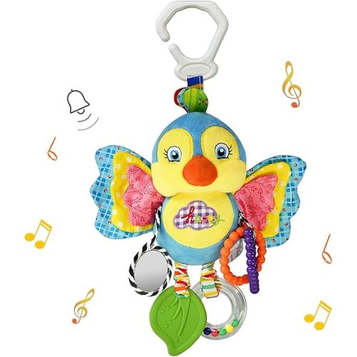 Baby Rattles Toys with Teether,Bed Bell for Toddler in pram,Gifts for Baby Aged 3 Months or More (Bird)