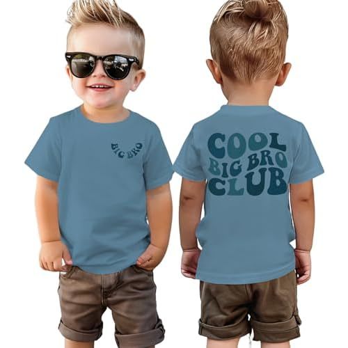BOUTIKOME Big Brother Shirts Toddler Baby Boy Cool Big Bro Club T-Shirt Summer Tees Announcement Outfit Short Sleeve Tops
