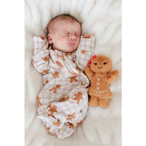 Christmas Bamboo Waffle Zipper Footie in Gingersnap | Caden Lane 0-3M