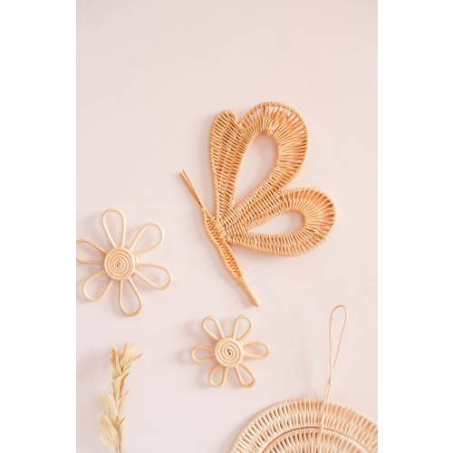Rattan Butterfly for Boho Floral Nursery Kids Room Wall Decor