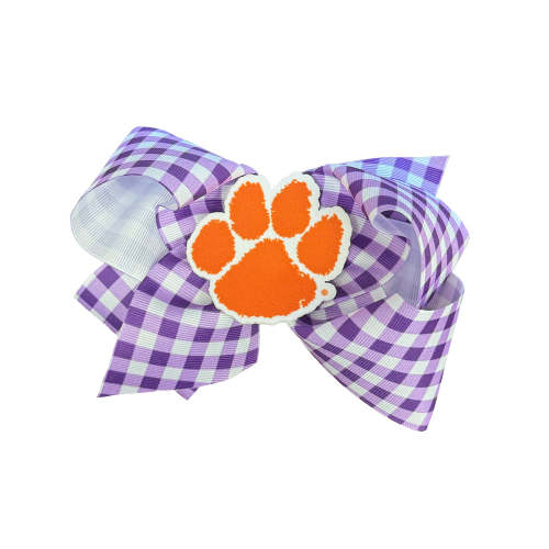 Clemson Gingham Hair Bow