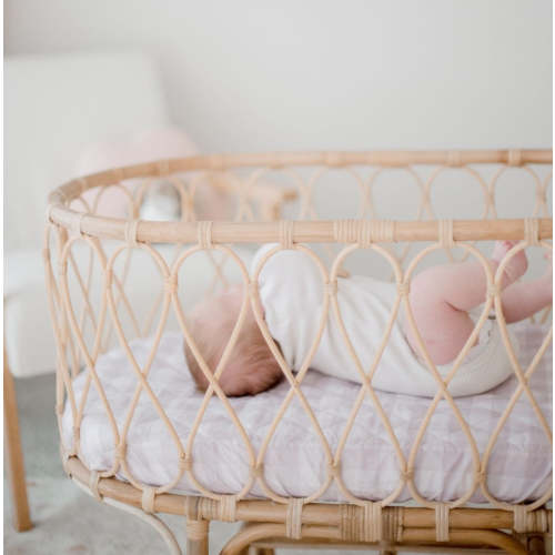 Waterproof Fitted Bassinet Sheet | Blush Gingham