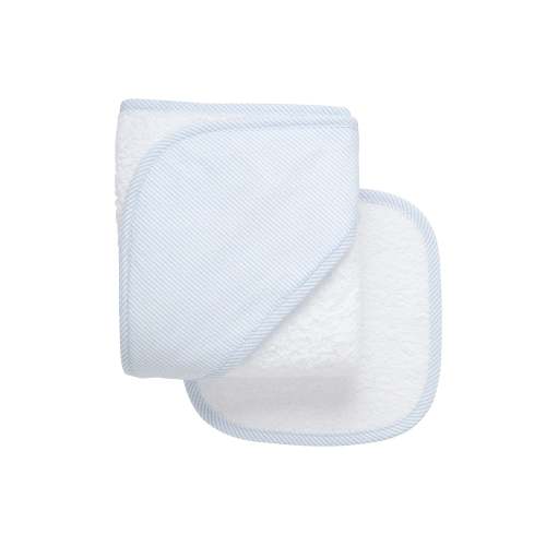 Seersucker Stripe Baby Hooded Towel & Washcloth Set, Blue