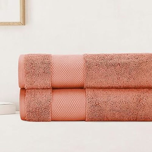 BIOWEAVES 100% Organic Cotton 700 GSM Luxury Bath Towels for Bathroom 30" x 58" GOTS Certified - Burnt Orange, Pack of 2