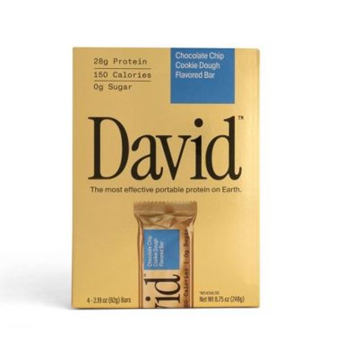 David Protein Gold Chocolate Chip Cookie Dough High Protein Bars - 28g Protein - 4ct: Ready to Eat, Creamy Texture