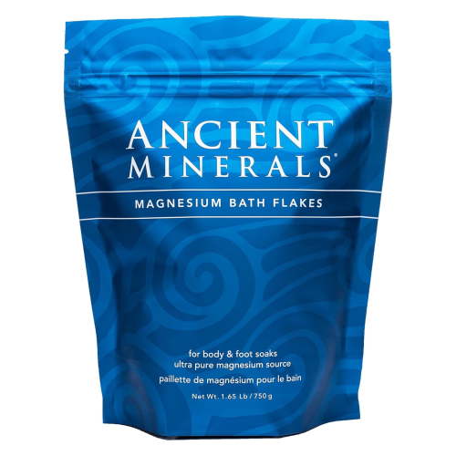 Ancient Minerals Magnesium Bath Flakes for Soaking and Muscle Relief, Unscented, 1.65 lbs