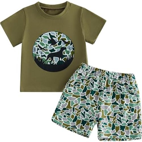 PUHHAPIEY Toddler Baby Boy Clothes Summer Camo Tee Shorts Set