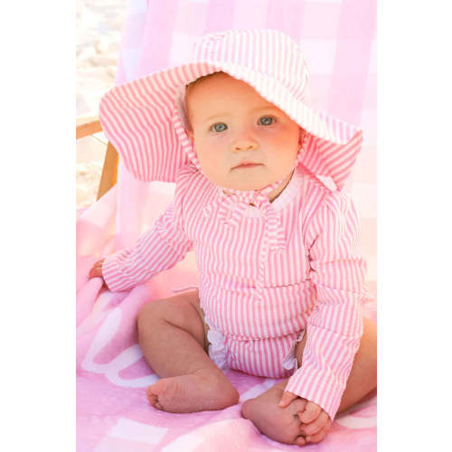 Printed Sun Hat | Seersucker Dusty Pink