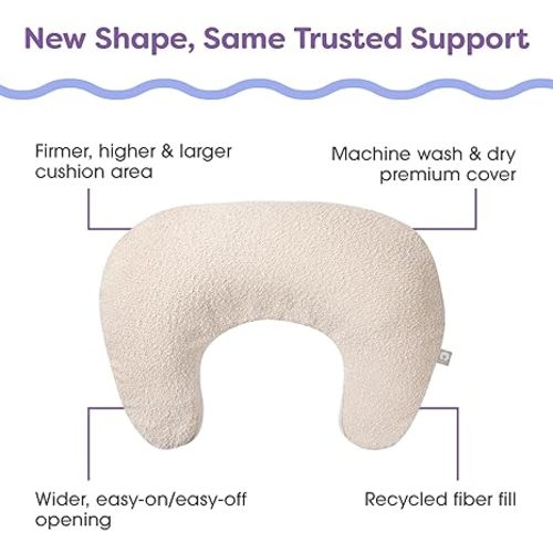 Boppy Nursing Pillow - Ergonomic Bottle & Breastfeeding Pillow with High, Firm, Large Area, Water-Repellent Cushion with Washable Cover; Baby Safety Alliance Verified - Oatmeal Boucle