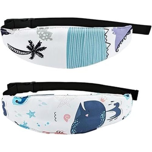 2 Pcs Baby Head Support for Car Seat, Carseat Head Support for Infant Toddler Kids Children Stroller Seat Neck Relief Head Band Sleeping Traveling (Whales and Octopuses)