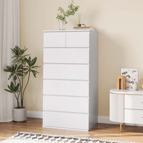 "Homfa 7 Drawer White Dresser, Tall Storage Cabinet with Small and Large Drawers for Bedroom, 23.6""x15.2""x46.7"