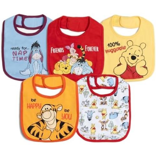 Disney Winnie the Pooh Baby Boy or Girl 5-Pack Baby Bibs Newborn
