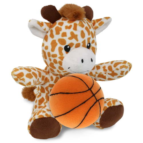DolliBu Giraffe Stuffed Animal with Basketball Plush - Soft Huggable Giraffe, Adorable Playtime Plush Toy, Cute Safari Life Gift, Personalized Plush Doll Animal Toy for Kids and Adults - 6 Inches