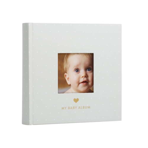 Chevron Baby Photo Album - Gray/White Polka Dots