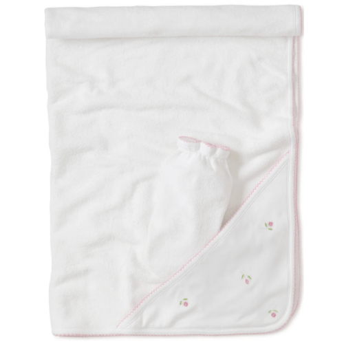 Garden Roses Hooded Towel with Mitt