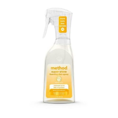 Method Super Shine Foaming Dish Spray Powered By Enzymes Coastal Citrus - 16 fl oz: Paraben-Free, Dye-Free, Phthalate-Free