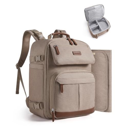 mommore Diaper Bag Backpack Multi-Pocket Travel Baby Bag with Changing Pad | Suitcase-style, Insulated Pockets, Easy-access, Stroller-friendly, for Mom Dad, Travel Essentials, Newborn Baby Shower Gifts