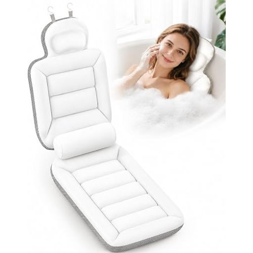 Full Body Bath Pillow for Bathtub, White 52" x 17"