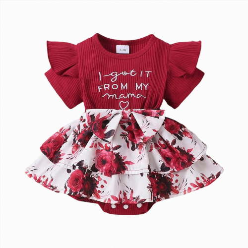 Gubotare Baby Girl Summer Dress Newborn Infant Baby Girl Summer Clothes Romper Cute Toddler Outfits for Girls 0 3 6 9 12 18 24 Months (Red,0-3 Months)