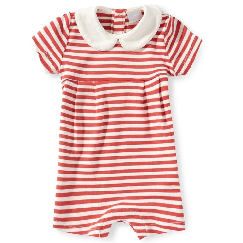 Edgehill Collection Baby Boys Short Sleeve Smocked Striped Romper