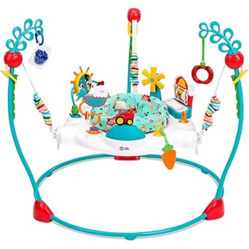 Baby Einstein Farm Explorers Jump & Learn Barnyard 2-in-1 Jumper with Interactive Toys, Music, Lights, & Sounds, Ages 6-12 Months