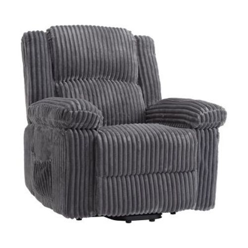 Corduroy Recliner Chair, Manual Recliner Sofa with Handle, Pillow Top Arms, Thick Padding, Side Pocket, 330Lbs Capacity, Adjustable Recliner