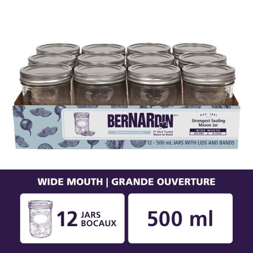 Bernardin Decorative Mason Jars, Wide Mouth, 500 mL, 12 Count - Walmart.ca