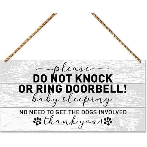 Baby Sleeping Sign for Front Door, No Need to Get The Dogs Involved, Dog Warning Sign for Home Decor, Beware of Dog Sign for Gate Fence Yard Decoration, New Mom Parents