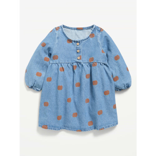 Long-Sleeve Denim Swing Dress for Baby
