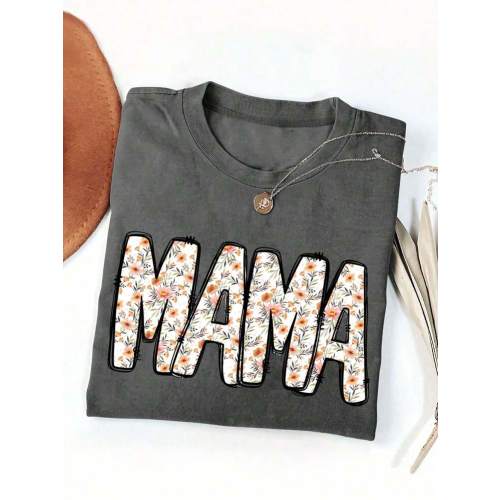 SHEIN CURVE+ Plus Size Women Letter Graphic Round Neck Short Sleeve Casual Versatile T-Shirt, Mother Day Gift | SHEIN USA