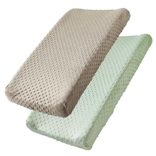 Changing Pad Cover, 2 Pack Soft Changing Table Sheets for Baby Boy and Girl, Diaper Changing Table Cover Fit 32"/34'' x 16" Pad (Green + Tidal Foam)