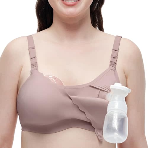Momcozy 4-in-1 Hands-Free Pumping Bra, Cooling Fabric & Jelly-Strip Support | Nursing & breast pump bra with Q-max 0.24 cooling fabric, seamless wire-free support and flexible fit for all-day wear